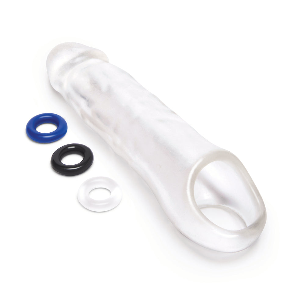 Size Up Realistic Transparent Clear 3 Inch Penis Extender with Stamina Rings
