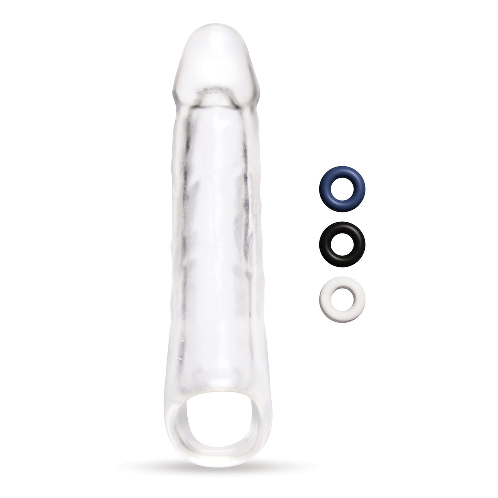 Size Up Realistic Transparent Clear 3 Inch Penis Extender with Stamina Rings