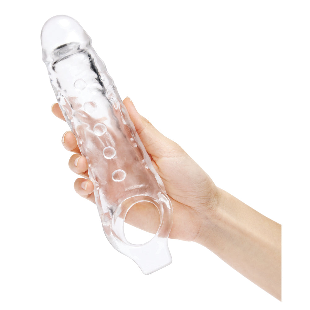Size Up Clear 1 Inch Realistic Extender with Textured Pleasure Nubs