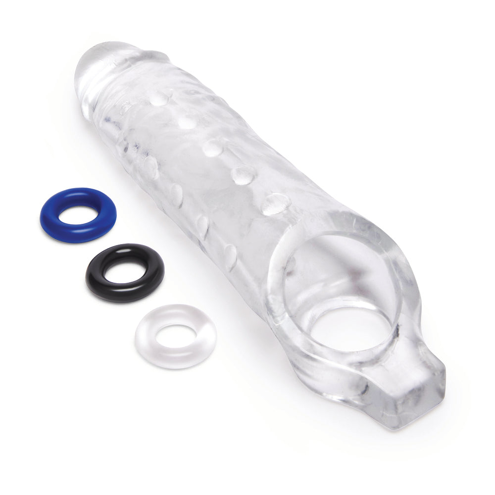 Size Up Clear 1 Inch Realistic Extender with Textured Pleasure Nubs