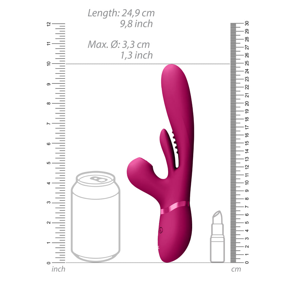 Vive Pink Triple Action Pleasure Stimulator with Waterproof Design