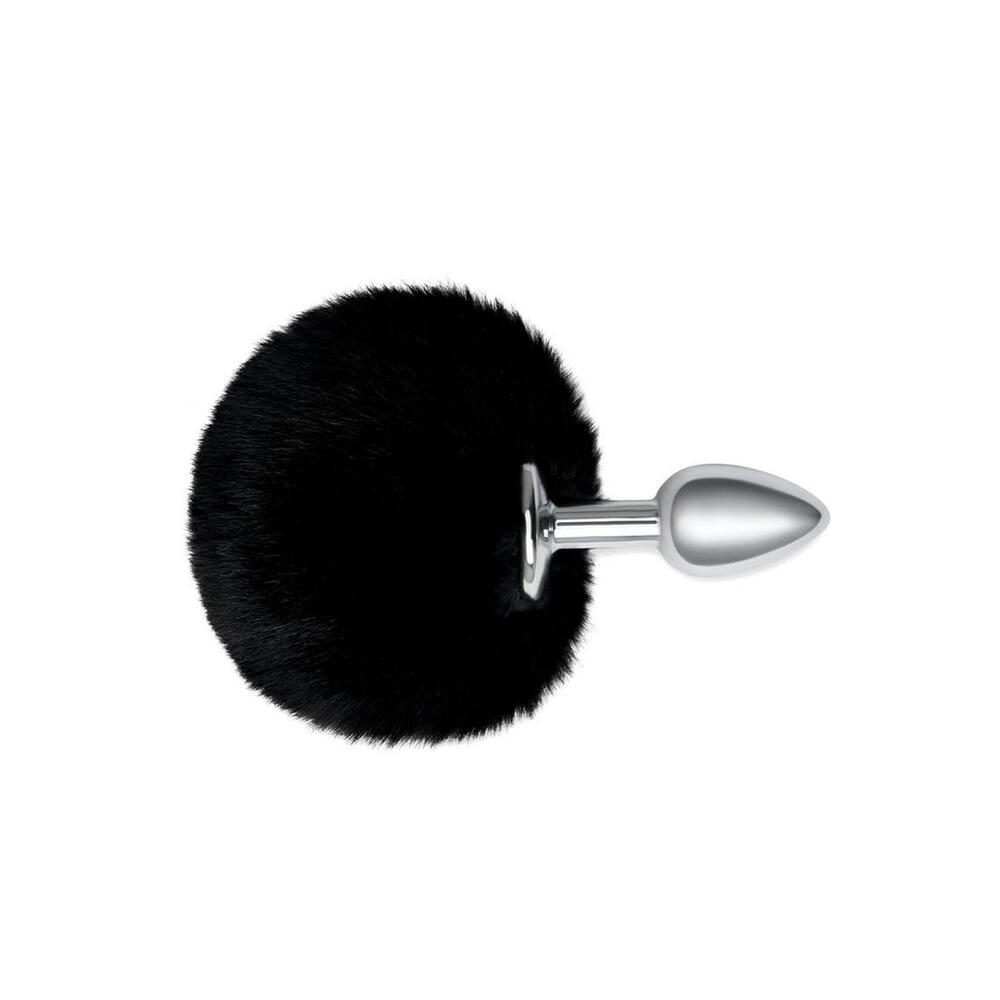 Furry Tales Black Bunny Tail Butt Plug for Playful Adventures