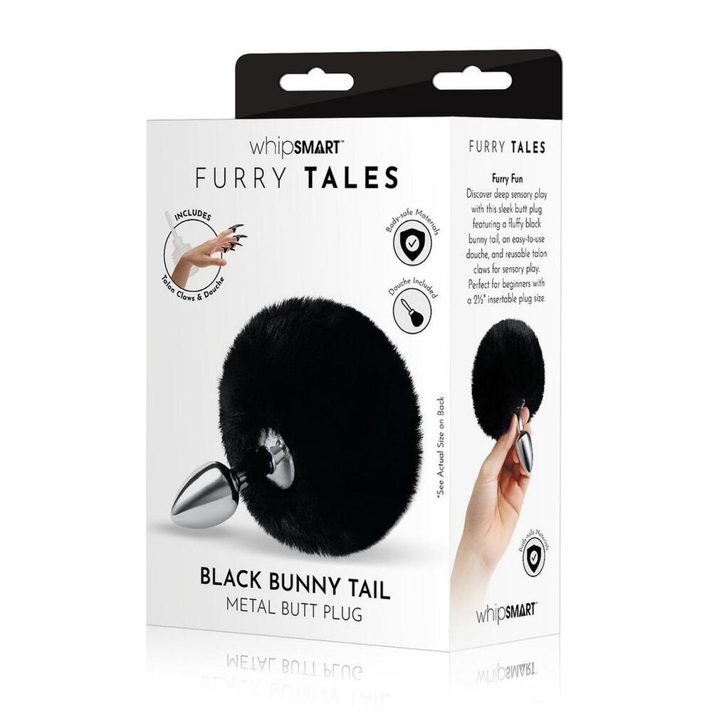 Furry Tales Black Bunny Tail Butt Plug for Playful Adventures