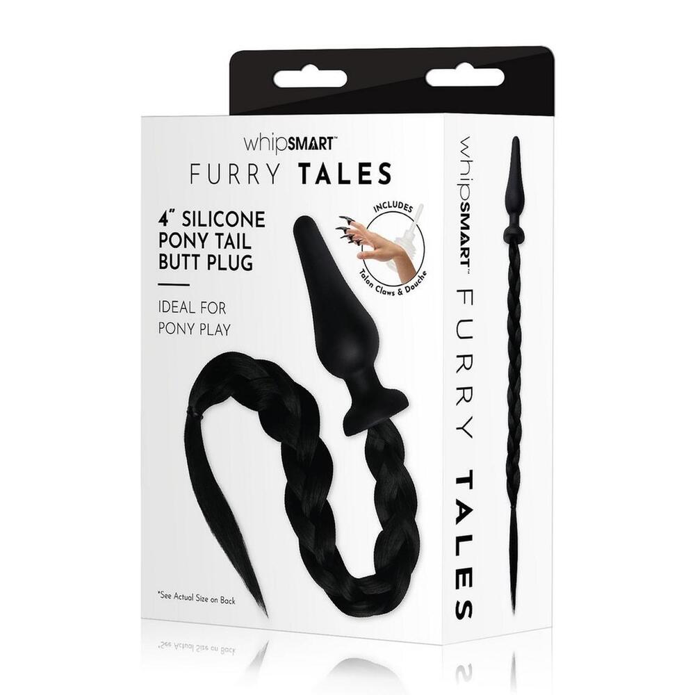 Furry Tales Black Pony Tail Butt Plug with Realistic Tail