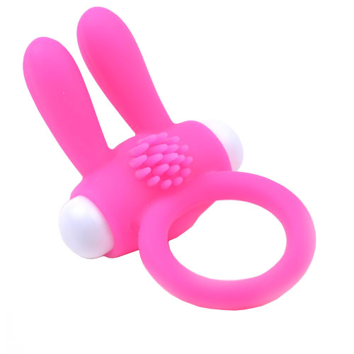 Pleasure Garden Pink Silicone Rabbit Cock Ring with Bullet