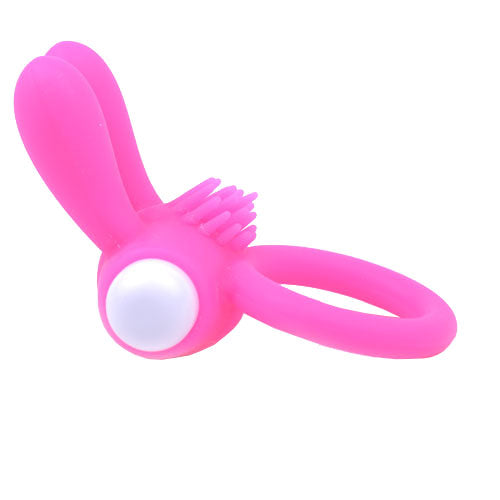 Pleasure Garden Pink Silicone Rabbit Cock Ring with Bullet