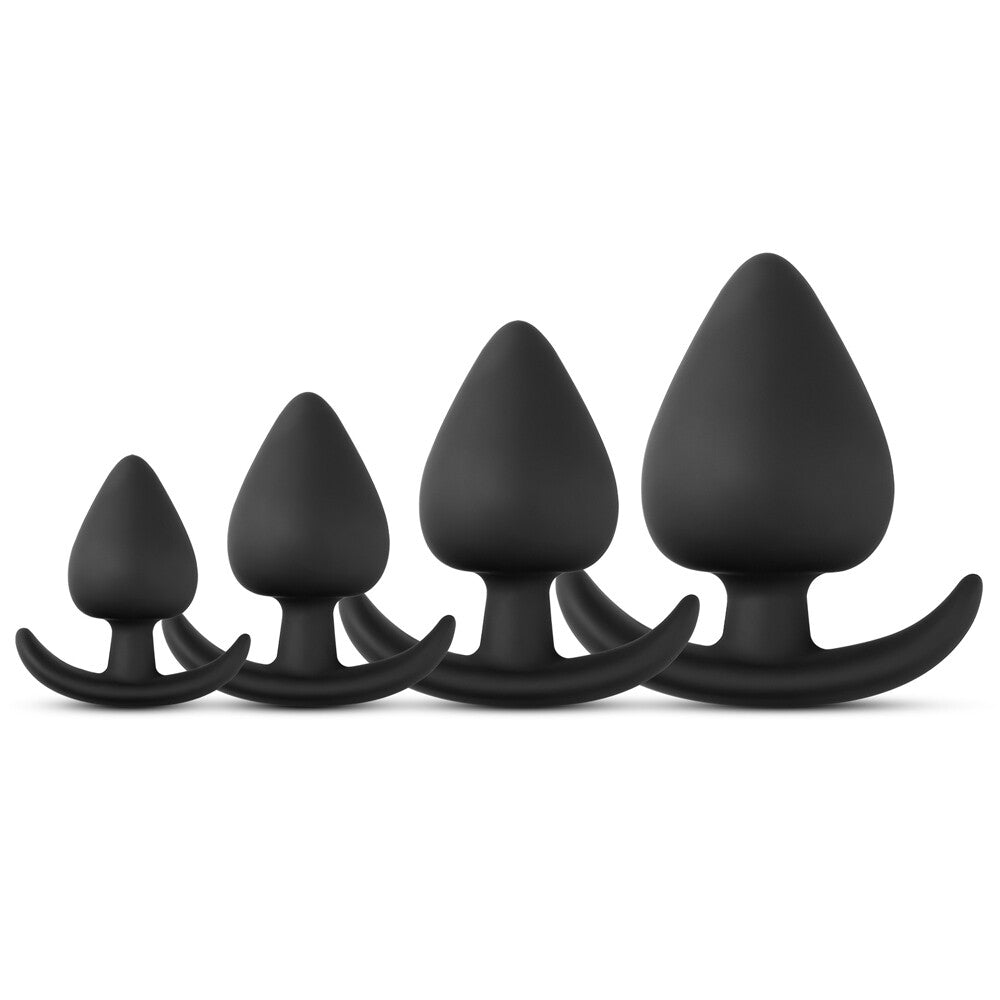Silicone Elegance Black Butt Plug Fat Set Small