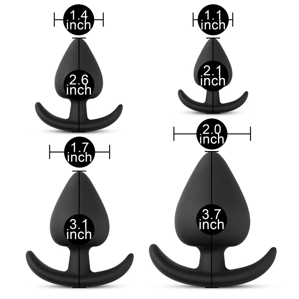 Silicone Elegance Black Butt Plug Fat Set Small