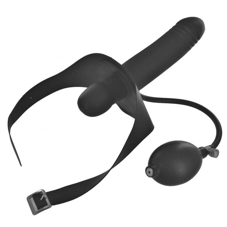 Adventurous Rubber Inflatable Gag with Dildo for Couples
