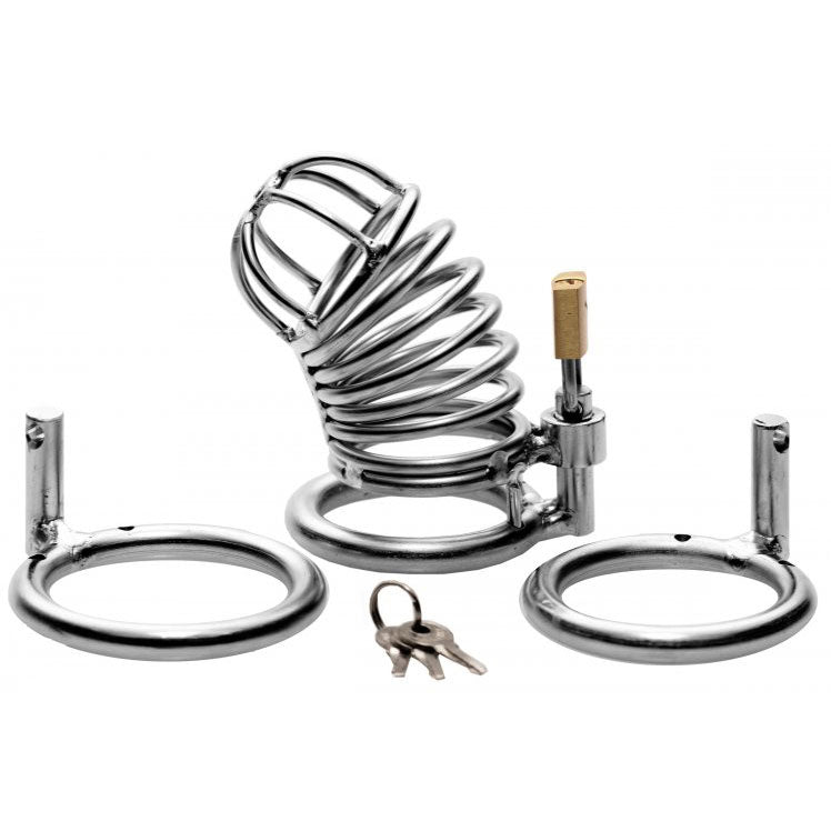 Bastille Silver Penile Confinement Cage with Customizable Fit