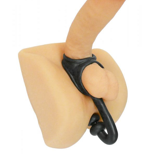 Tower Pleasure Enhancer Black Cock Ring and Butt Plug Combo