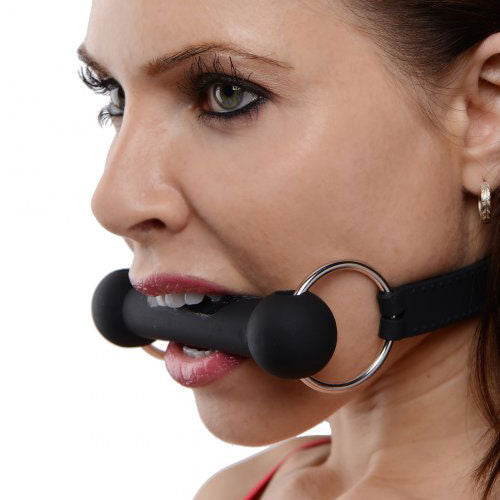 Mr. Ed Black Lockable Silicone Horse Bit Gag with Straps