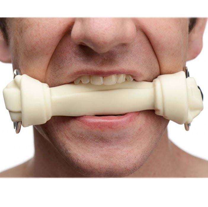 Master Series Red Silicone Dog Bone Gag with Adjustable Straps