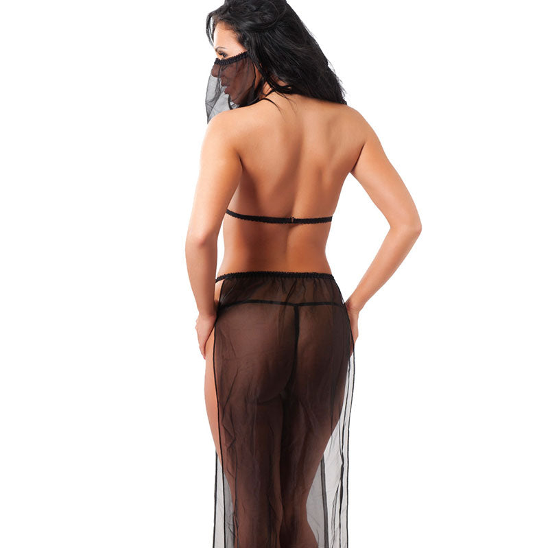 Elegant Fantasy Black Oriental Costume Set 4-Piece