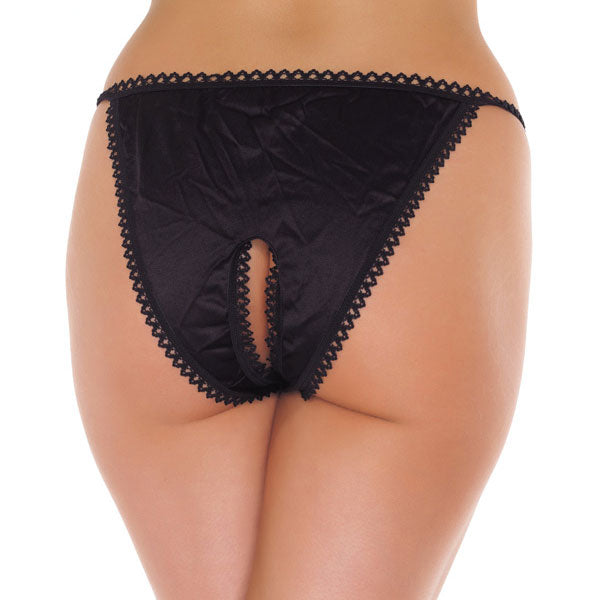 Crotchless Black Tanga back view on woman