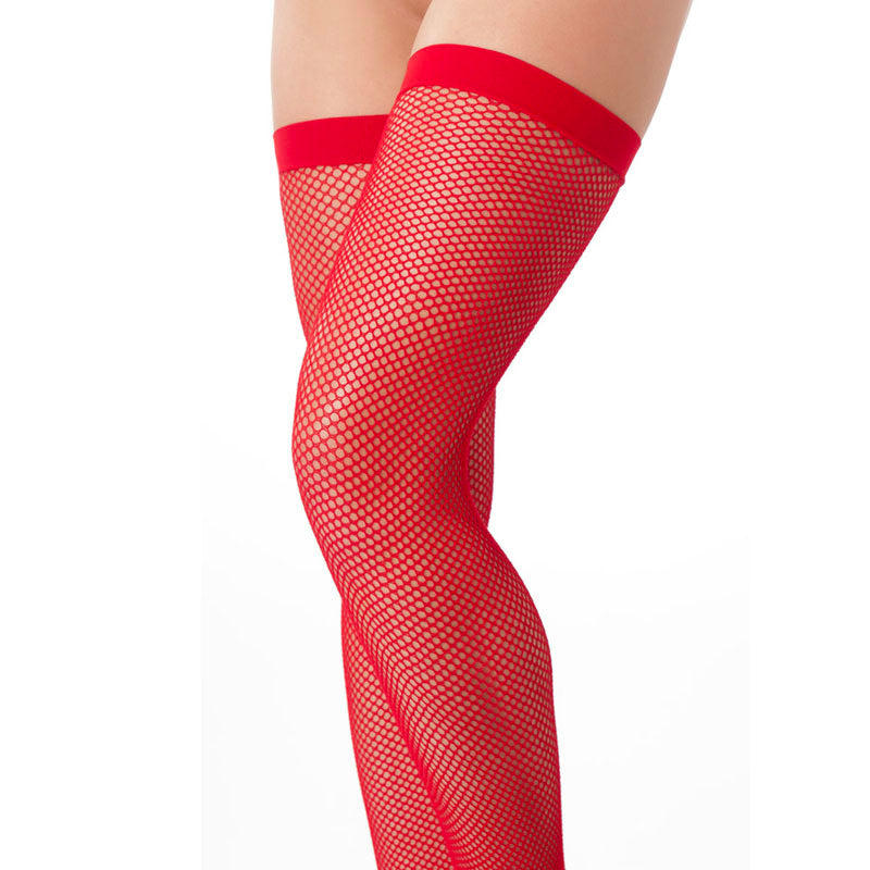 Seductive Elegance Red Fishnet Stockings