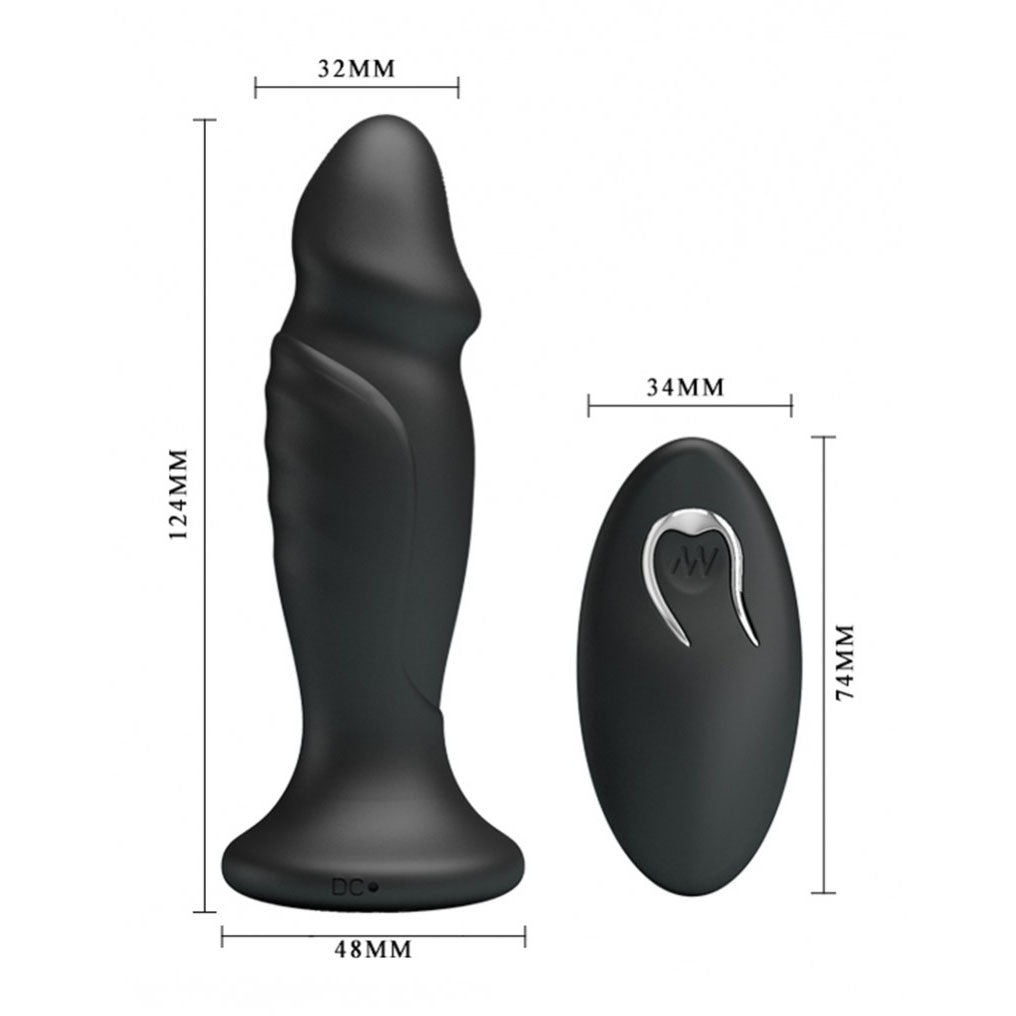 Mr Play Black Silicone Vibrating Anal Plug with Remote Control