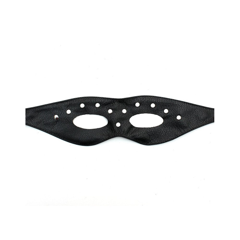 High-Quality Leather Black Open Eye Mask with Rivets