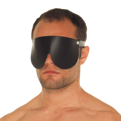 Rimba Black Genuine Leather Blindfold with Adjustable Fit