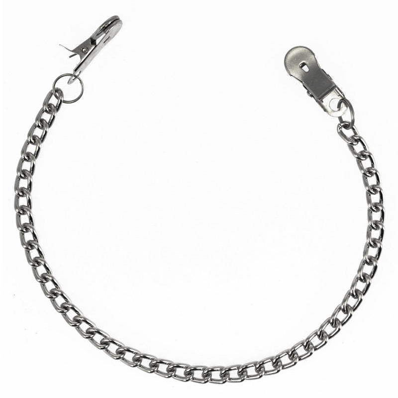 Sensation Play Silver Nipple Clamps with Chain Connector