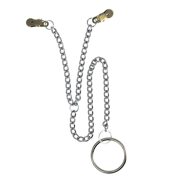 PleasureCraft Silver Nipple Clamps and Scrotum Ring