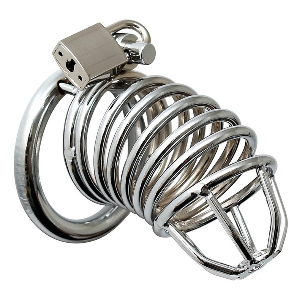 Premium Chrome Male Chastity Cock Cage with Secure Fit