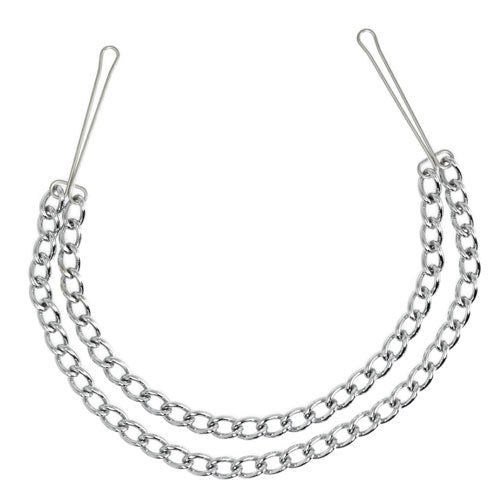 Elegant Silver Nipple Clamps with Double Chain