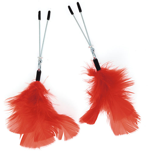 Sensual Bliss Red Feather Nipple Clamps