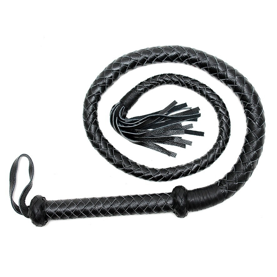 Arabian Elegance Black Leather Whip with Platted Design
