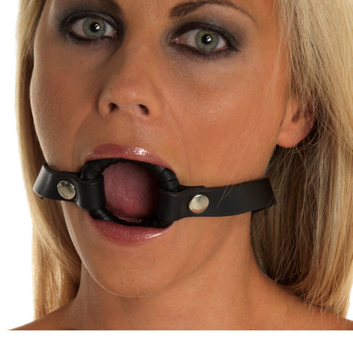Leather Seduction Black O Ring Gag for Bondage Play