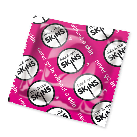 Skins Pink Dots and Ribs Condoms 50 Pack Premium Latex Free