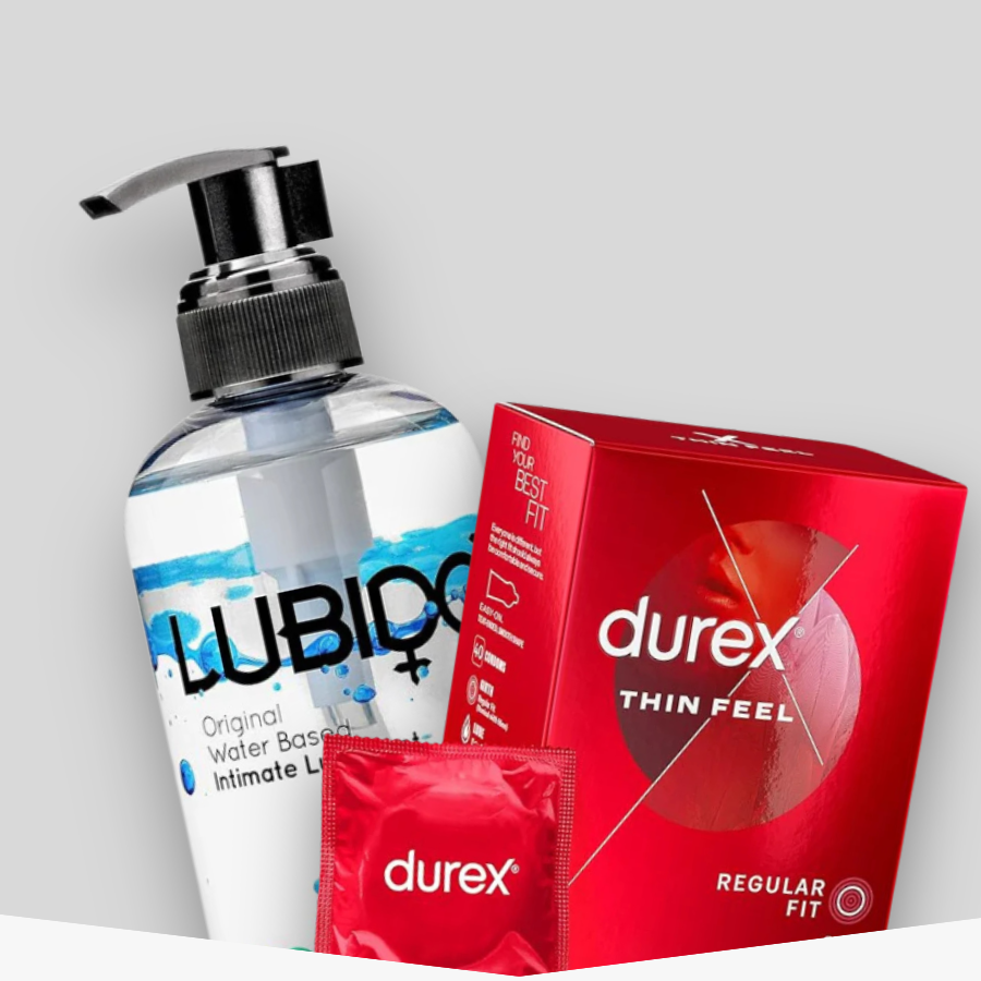 Lubes & Essentials Best Sellers on a grey background