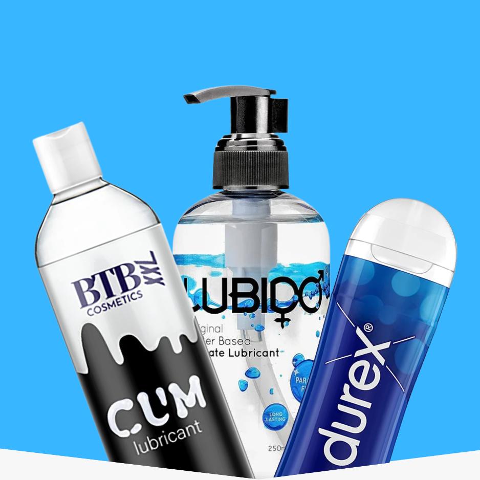 Lubricants on a blue background