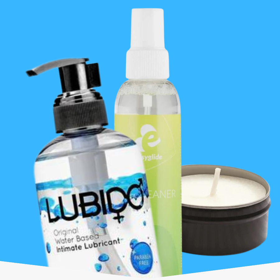 Lubes & Essentials on a blue background