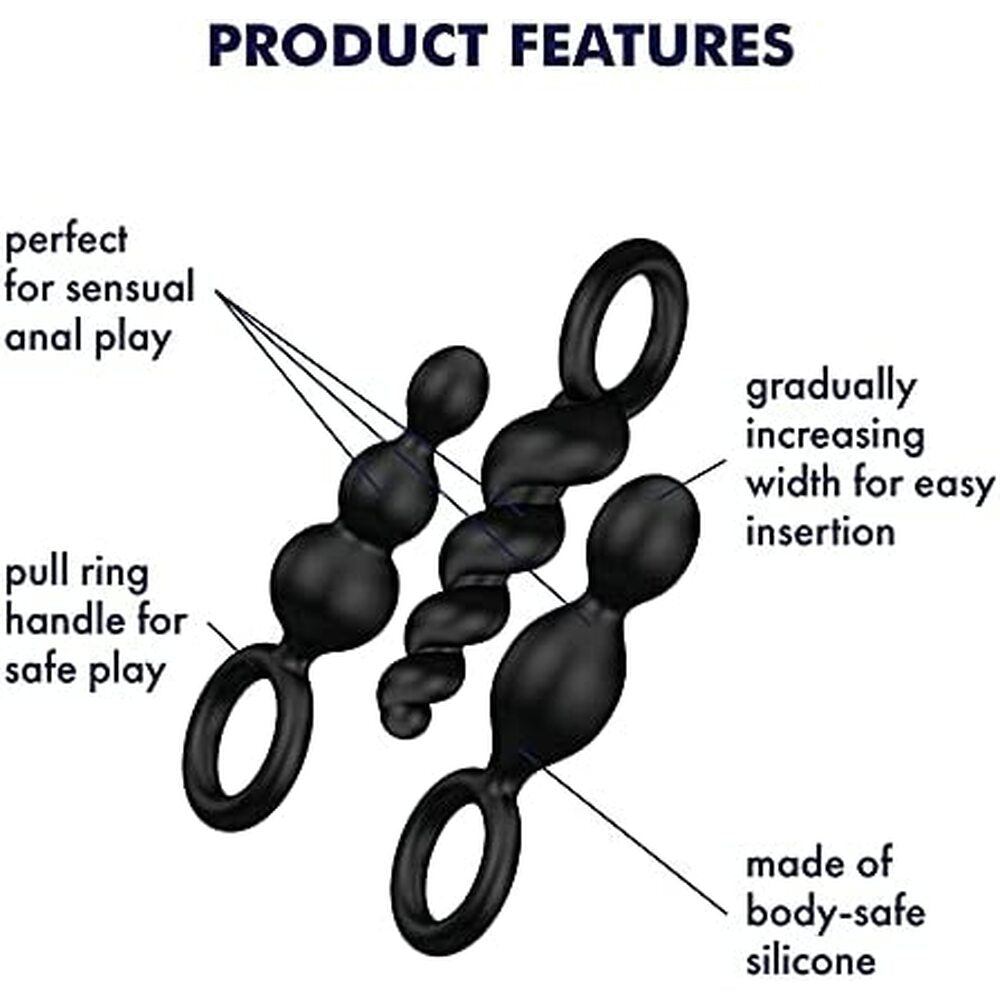Satisfyer Black Silicone Booty Call Anal Plug Set of 3