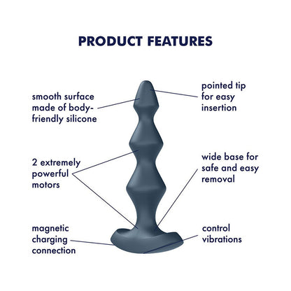 Satisfyer Black Lolli Plug 1 Vibrating Anal Plug Dual Motors