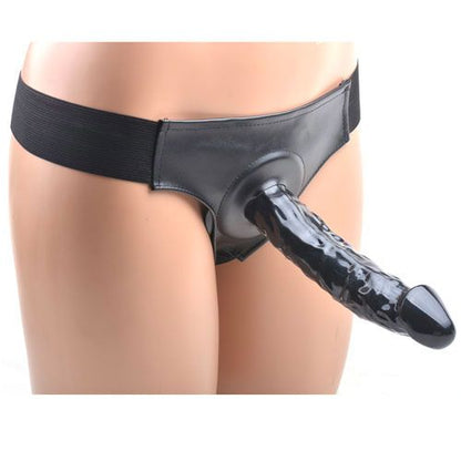 PleasureVentures Black Hollow Strap-On with Secure Harness