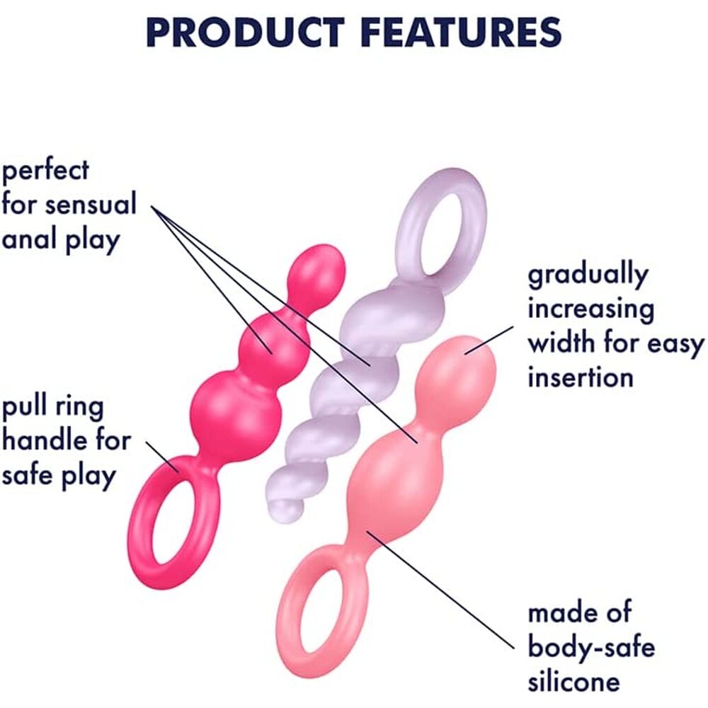 Satisfyer Booty Call Set Of 3 Multicolour Anal Plugs Features