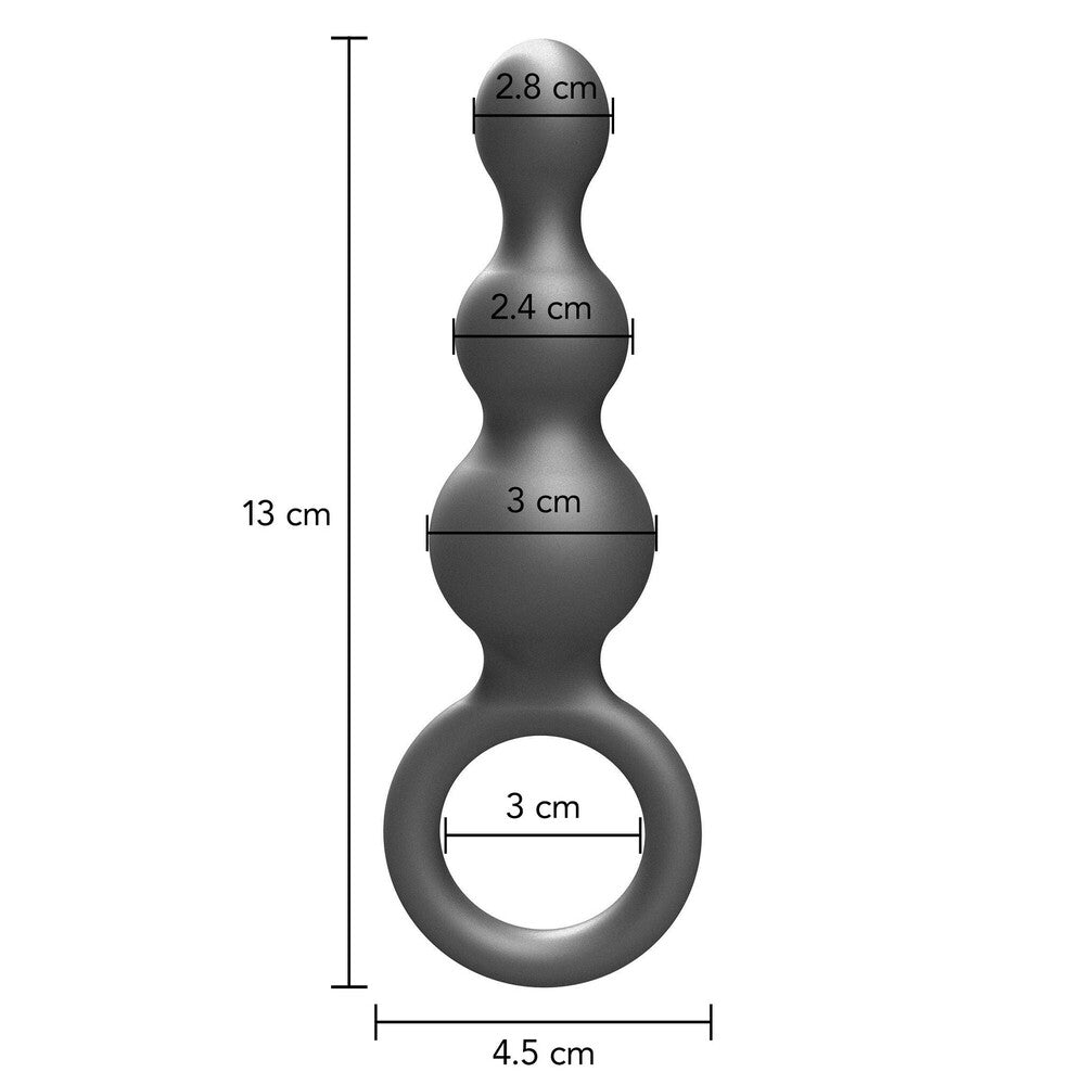 ToyJoy Metallic Silver 3 Balls Silicone Anal Plug