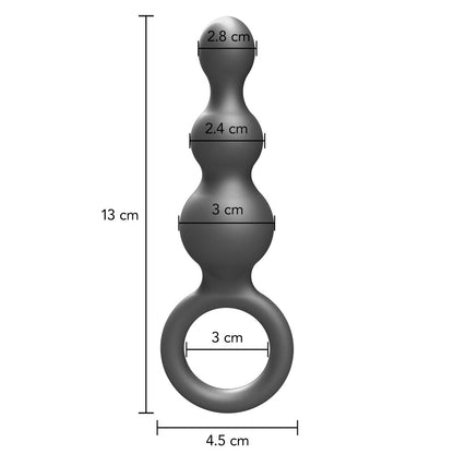 ToyJoy Metallic Silver 3 Balls Silicone Anal Plug