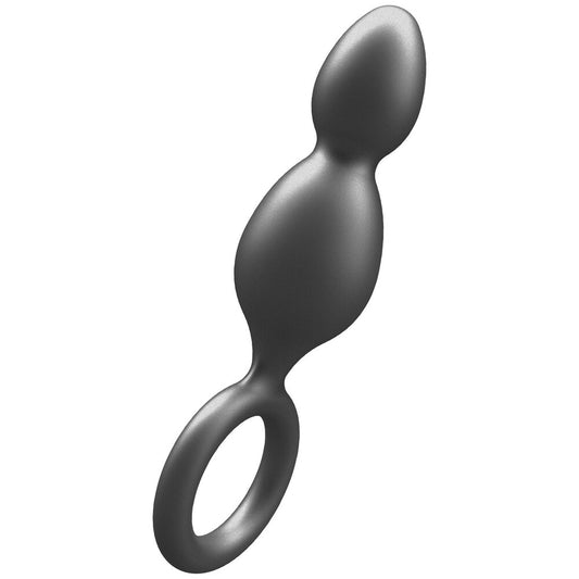ToyJoy Silver Metallic Silicone Buttocks Plug with 2 Balls