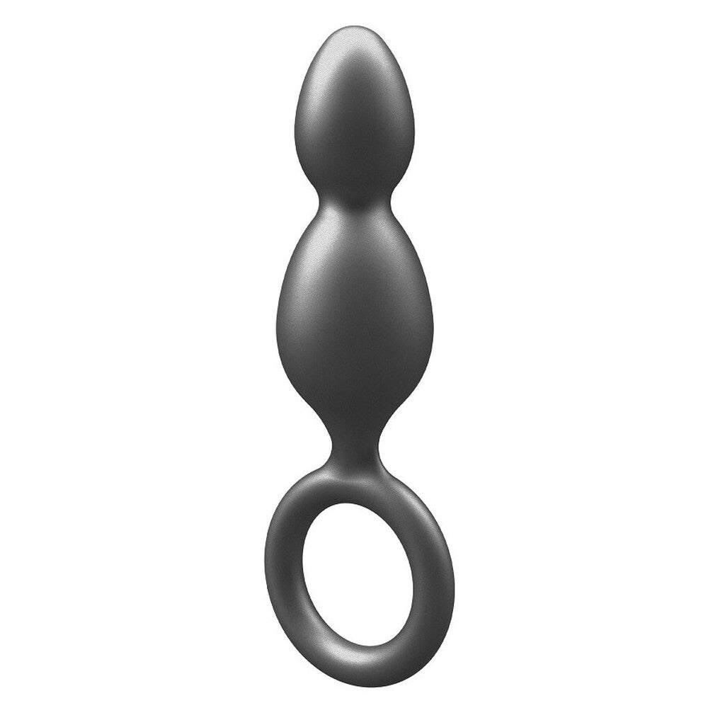 ToyJoy Silver Metallic Silicone Buttocks Plug with 2 Balls