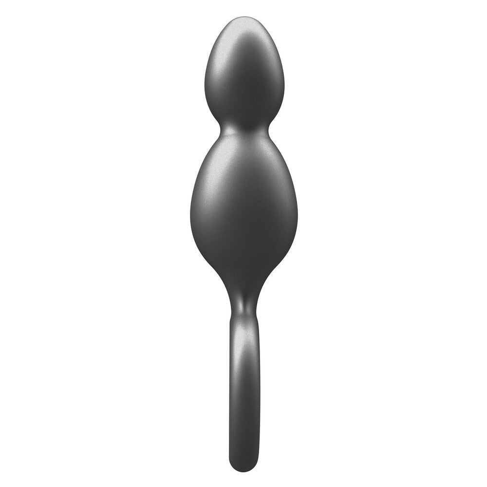 ToyJoy Silver Metallic Silicone Buttocks Plug with 2 Balls