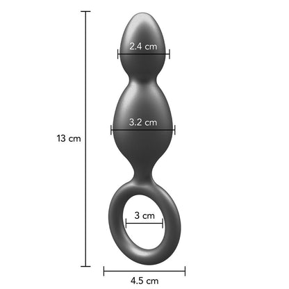 ToyJoy Silver Metallic Silicone Buttocks Plug with 2 Balls