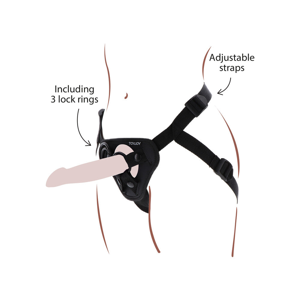 TOYJOY Black Adjustable Strap On Harness with Rings