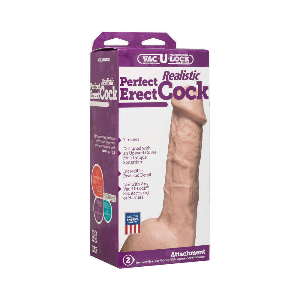 VacULock Flesh Pink 7 Inch Realistic Erect Cock Attachment
