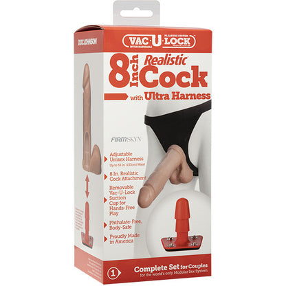 VacULock 8 Inch Realistic Flesh Cock with Adjustable Ultra Harness