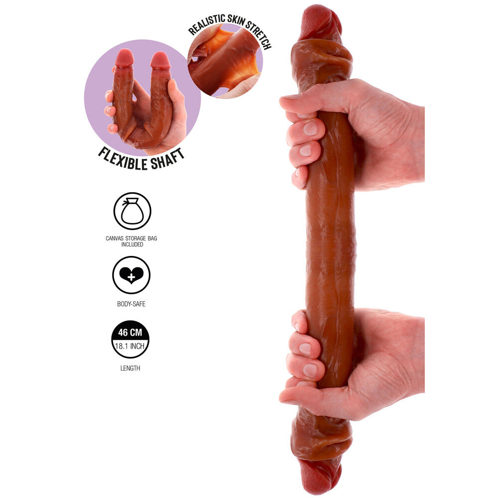 ToyJoy Flesh Brown Silicone Foreskin Double Dong 18 Inches