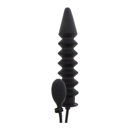 Hidden Desire Black Inflatable Ribbed Plug with Quick Release Valve