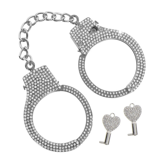Taboom Silver Rhinestone-Studded Adjustable Diamond Wrist Cuffs
